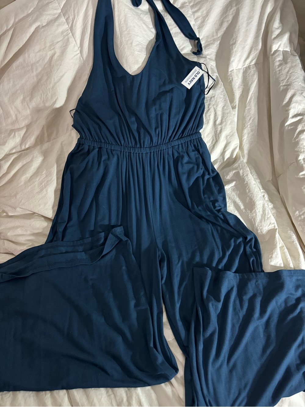 Old Navy Navy Halter Wide-Leg Jumpsuit